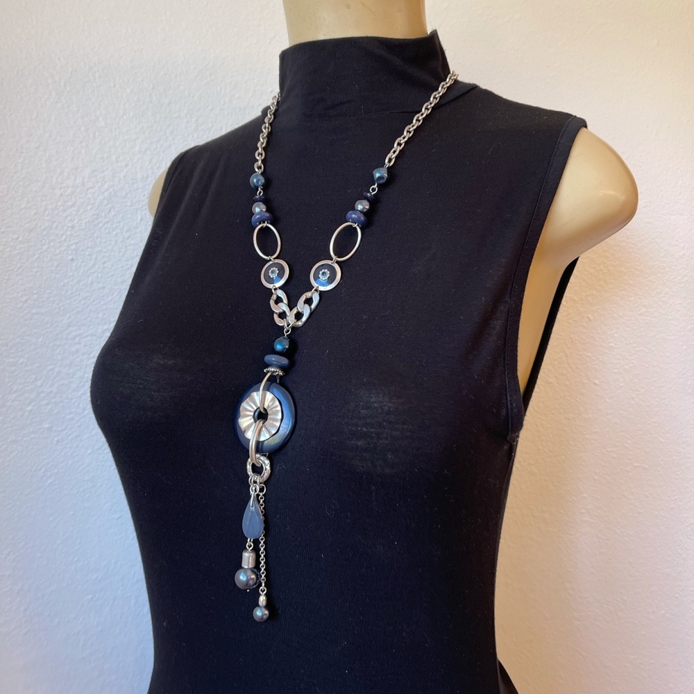 EUNHYE JEWELRY long blue gray silver necklace #4